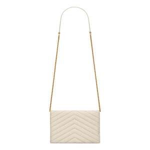 Saint Laurent Cassandre Envelope Chain Wallet Crossbody Bag in Crema